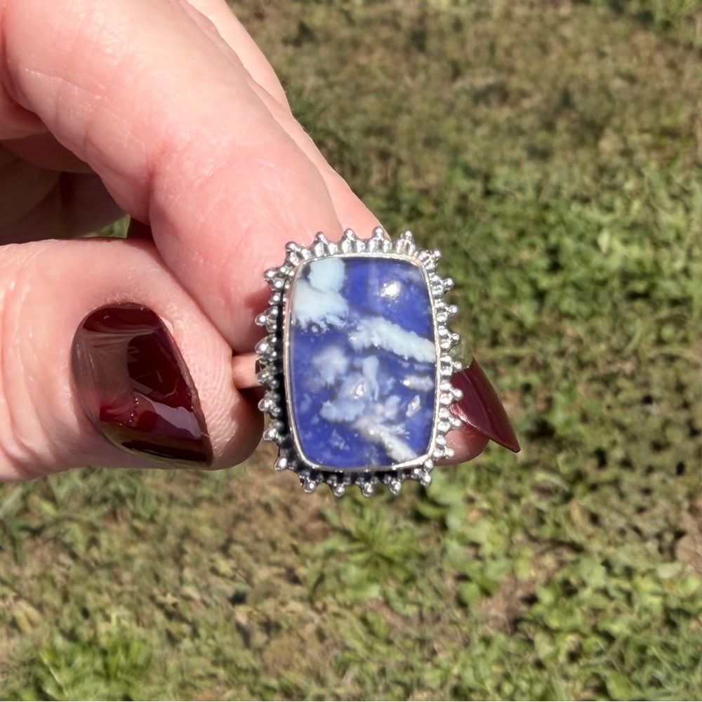 925 Sterling Silver Purple Agate Statement Ring